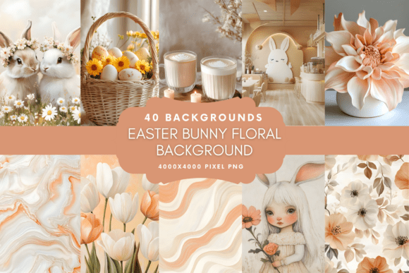 Charming Easter Bunny Floral Backgrounds for Your Projects