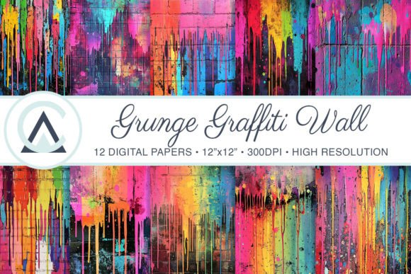 Colorful Graffiti Paint Wall Backgrounds: A Digital Asset for Bold Design