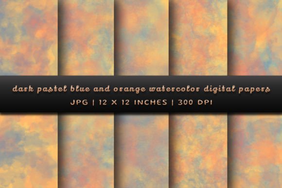 Elevate Your Projects with Dark Pastel Blue and Orange Watercolors