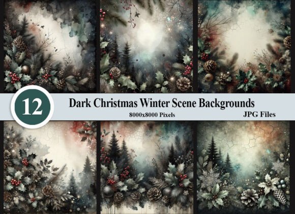 Embrace the Shadow: Dark Christmas Winter Scene Backgrounds