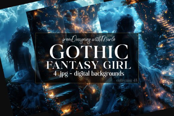Fantasy Gothic Girl Backgrounds, C48: A Designer's Dark Canvas