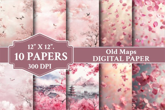 Japanese Cherry Blossom Tree Backgrounds: A Digital Paper Pack for Elegant Design
