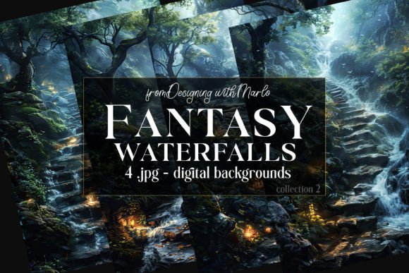 Transform Your Designs with Fantasy Waterfalls Backgrounds, C2