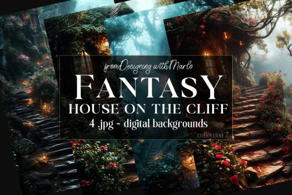 Unlock Enchantment with Fantasy House on a Cliff Backgrounds 7